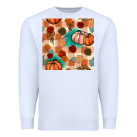 White floral pumpkins seamless pattern Premium Sweatshirt - BundleAndBundleShop