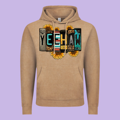 Yeehaw License Plate Letters Vintage Hoodie Designed By Jasminsmagicworld