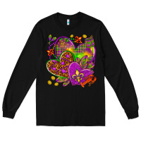 Black Mardi Gras hearts Long Sleeve Tee - NancyCooperArtShop