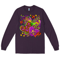 Plum Mardi Gras hearts Long Sleeve Tee - NancyCooperArtShop