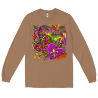 Toasted Coconut Mardi Gras hearts Long Sleeve Tee - NancyCooperArtShop