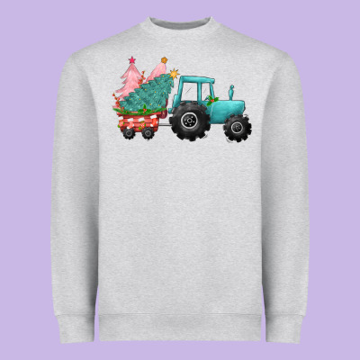 Christmas Tree Tractor Heavyweight Sweatshirt Designed By Cowgirlartshop