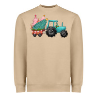 Mushroom Christmas tree tractor Heavyweight Sweatshirt - CowGirlArtShop