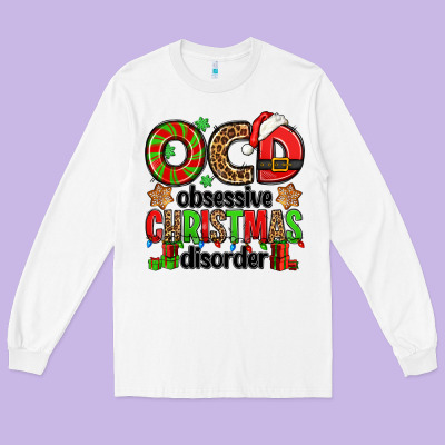 Ocd Obsessive Christmas Disorder Long Sleeve Tee Designed By Jasminsmagicworld