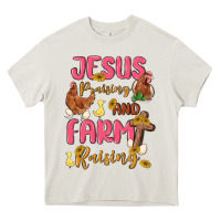 Cream jesus praising and farm raising Heavy Core Tee - MaliasSmallBusiness