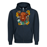 Navy western leopard cowhide cow horseshoe Zipper Hoodie - OliviaCreatesArt