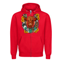 Red western leopard cowhide cow horseshoe Zipper Hoodie - OliviaCreatesArt
