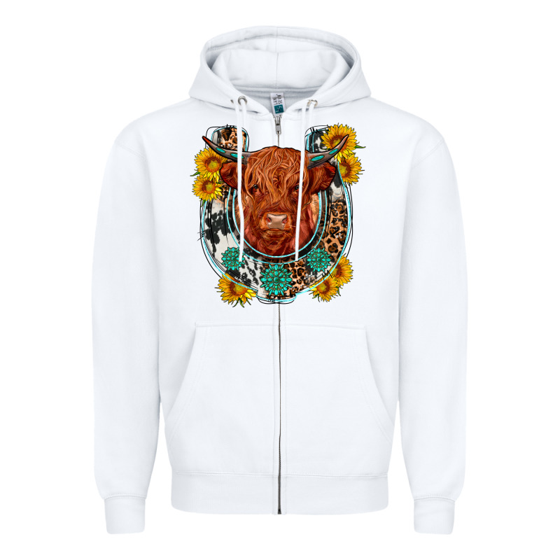 Western Leopard Cowhide Cow Horseshoe Zipper Hoodie by OliviaCreatesArt | Teevron
