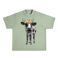 Oil Green holstein cow floral wreath Urban Heavy Tee - BarkalooDesign