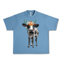 Pebble Blue holstein cow floral wreath Urban Heavy Tee - BarkalooDesign