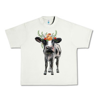 Pistachio holstein cow floral wreath Urban Heavy Tee - BarkalooDesign