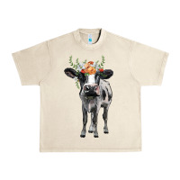 Sandshell holstein cow floral wreath Urban Heavy Tee - BarkalooDesign