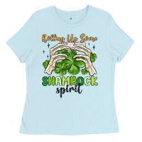 Baby Blue rolling up some shamrock spirit Ladies Tee - MaliasSmallBusiness