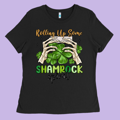 Rolling Up Some Shamrock Spirit Ladies Tee Designed By Maliassmallbusiness