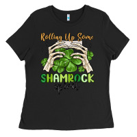 Black rolling up some shamrock spirit Ladies Tee - MaliasSmallBusiness