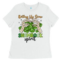 White rolling up some shamrock spirit Ladies Tee - MaliasSmallBusiness