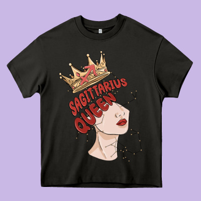 Sagittarius Queen Heavy Core Tee Designed By Maliassmallbusiness