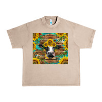 French Oak holstein cow with sunflowers Urban Heavy Tee - BarkalooDesign