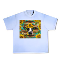 Grape Ice holstein cow with sunflowers Urban Heavy Tee - BarkalooDesign