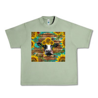 Oil Green holstein cow with sunflowers Urban Heavy Tee - BarkalooDesign