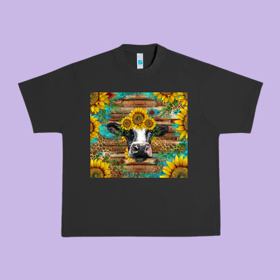Holstein Cow With Sunflowers Urban Heavy Tee Designed By Barkaloodesign