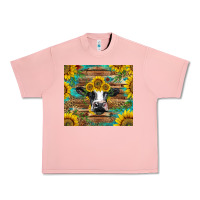 Salmon holstein cow with sunflowers Urban Heavy Tee - BarkalooDesign