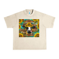 Sandshell holstein cow with sunflowers Urban Heavy Tee - BarkalooDesign