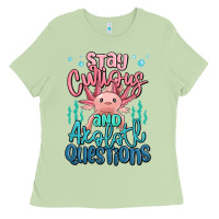 Matcha stay curious and axolotl questions Ladies Tee - MaliasSmallBusiness