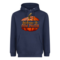 Navy welcome to our patch Heavyweight Hoodie - BundleAndBundleShop