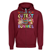 Burgundy Easter Day I teach the cutest little bunnies Zipper Hoodie - OliviaCreatesArt