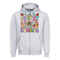 Heather Grey Easter Day I teach the cutest little bunnies Zipper Hoodie - OliviaCreatesArt