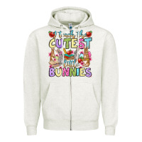 Oatmeal Heather Easter Day I teach the cutest little bunnies Zipper Hoodie - OliviaCreatesArt