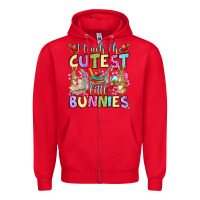 Red Easter Day I teach the cutest little bunnies Zipper Hoodie - OliviaCreatesArt
