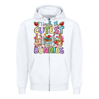White Easter Day I teach the cutest little bunnies Zipper Hoodie - OliviaCreatesArt