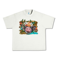 Pistachio baby pig with floral and western background Urban Heavy Tee - BarkalooDesign