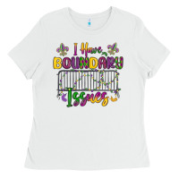 White i have boundary issues Ladies Tee - MaliasSmallBusiness