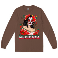 Chestnut Mexicana with Skull Girl Long Sleeve Tee - texasbilliewilder