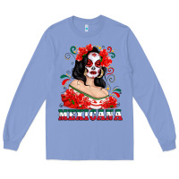 Colony Blue Mexicana with Skull Girl Long Sleeve Tee - texasbilliewilder