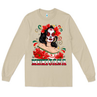 Mushroom Mexicana with Skull Girl Long Sleeve Tee - texasbilliewilder