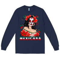 Navy Mexicana with Skull Girl Long Sleeve Tee - texasbilliewilder