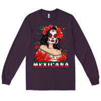 Plum Mexicana with Skull Girl Long Sleeve Tee - texasbilliewilder