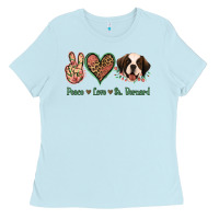 Peace Love St. Bernard Ladies Tee | Teevron