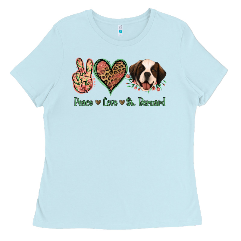 Peace Love St. Bernard Ladies Tee by Jasminsmagicworld | Teevron