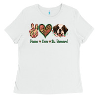 White Peace Love St. Bernard Ladies Tee - Jasminsmagicworld