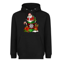 Black Christmas Santa Claus Coffee Cup Heavyweight Hoodie - FaDigitalArtStudio