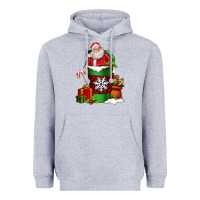 Heather Grey Christmas Santa Claus Coffee Cup Heavyweight Hoodie - FaDigitalArtStudio