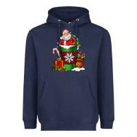 Navy Christmas Santa Claus Coffee Cup Heavyweight Hoodie - FaDigitalArtStudio