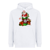 White Christmas Santa Claus Coffee Cup Heavyweight Hoodie - FaDigitalArtStudio