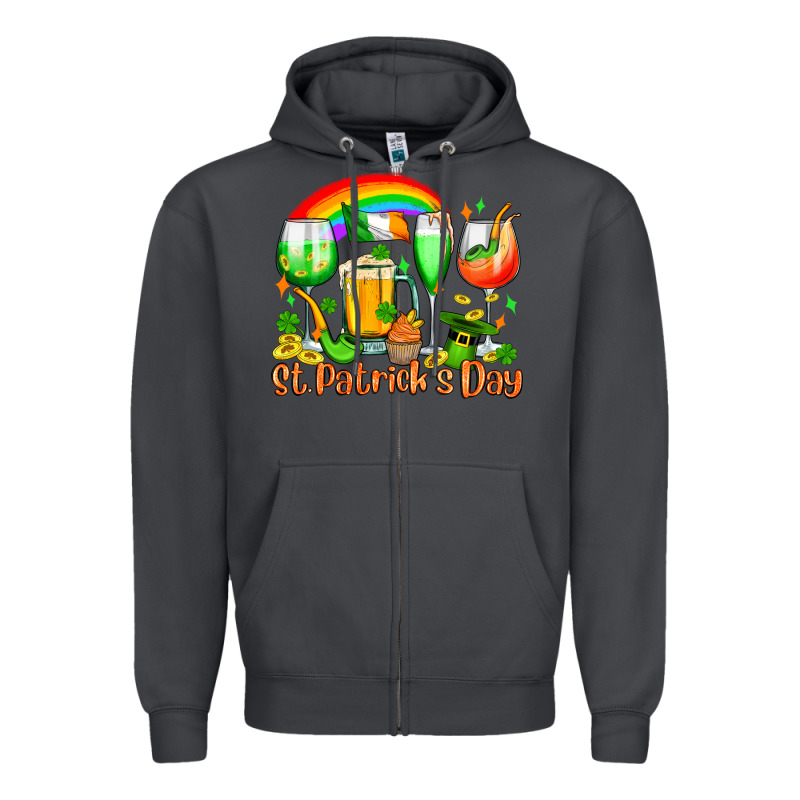 St. Patrick's Wine Glasses Zipper Hoodie by OliviaCreatesArt | Teevron