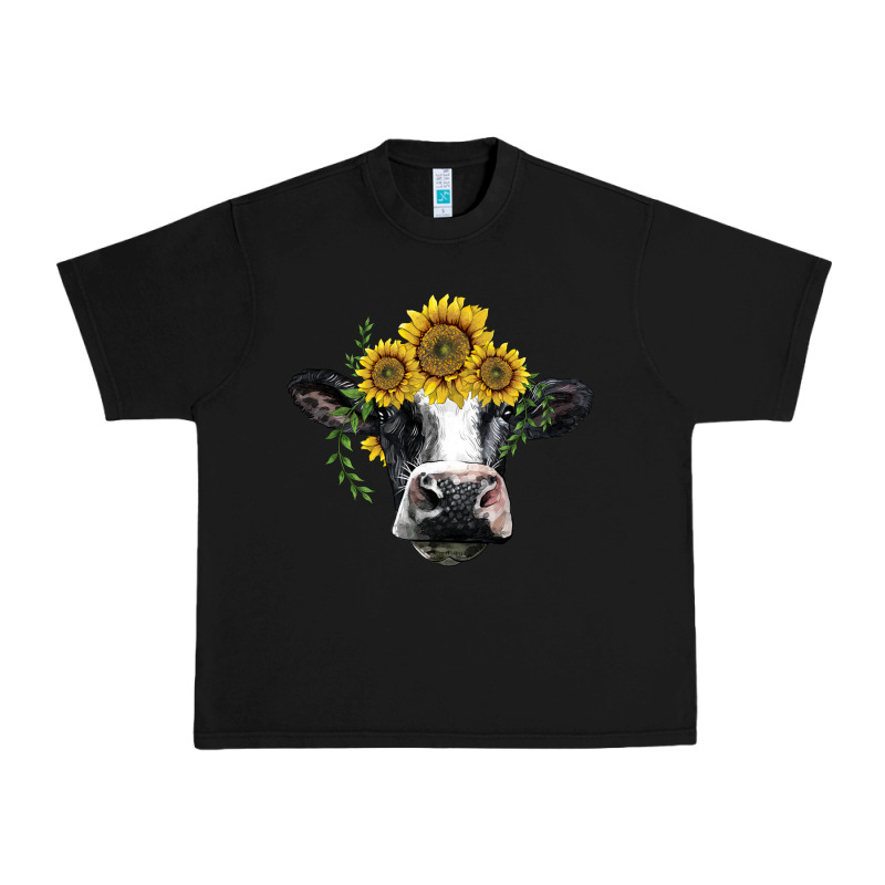 Holstein Cow With Sunflower Urban Heavy Tee by BarkalooDesign | Teevron